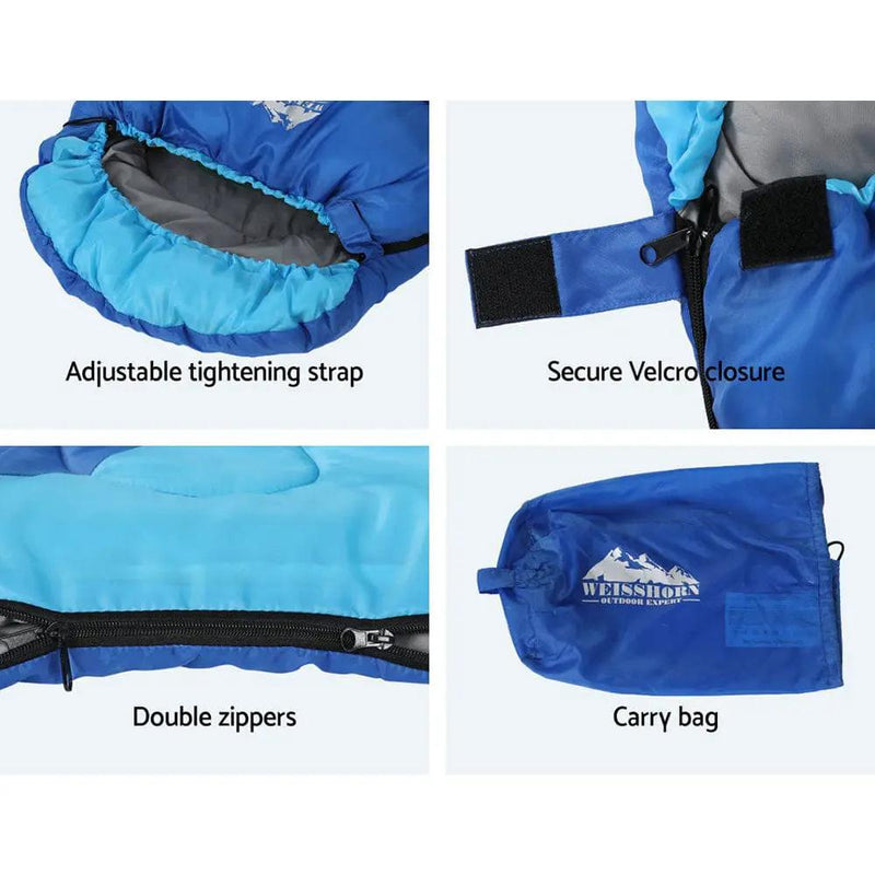 SportZone.co.nz Outdoor > Camping Weisshorn Kids 172cm Thermal Sleeping Bag For Camping And Hiking Blue Weisshorn Kids 172cm Thermal Sleeping Bag Blue Camping