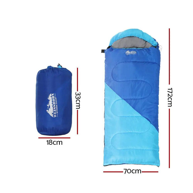 SportZone.co.nz Outdoor > Camping Weisshorn Kids 172cm Thermal Sleeping Bag For Camping And Hiking Blue Weisshorn Kids 172cm Thermal Sleeping Bag Blue Camping