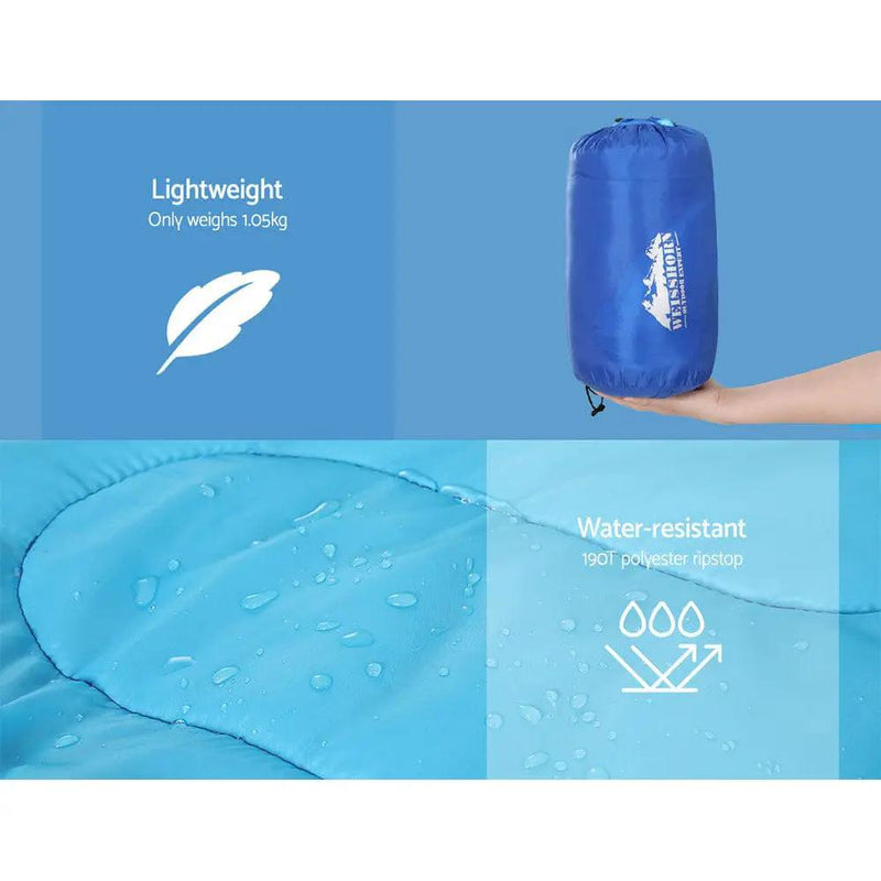 SportZone.co.nz Outdoor > Camping Weisshorn Kids 172cm Thermal Sleeping Bag For Camping And Hiking Blue Weisshorn Kids 172cm Thermal Sleeping Bag Blue Camping