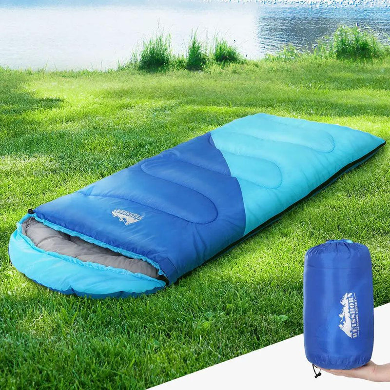 SportZone.co.nz Outdoor > Camping Weisshorn Kids 172cm Thermal Sleeping Bag For Camping And Hiking Blue Weisshorn Kids 172cm Thermal Sleeping Bag Blue Camping
