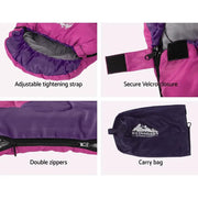 SportZone.co.nz Outdoor > Camping Weisshorn 172cm Kids Thermal Sleeping Bag Pink Purple for Camping Weisshorn 172cm Kids Thermal Sleeping Bag Pink Purple