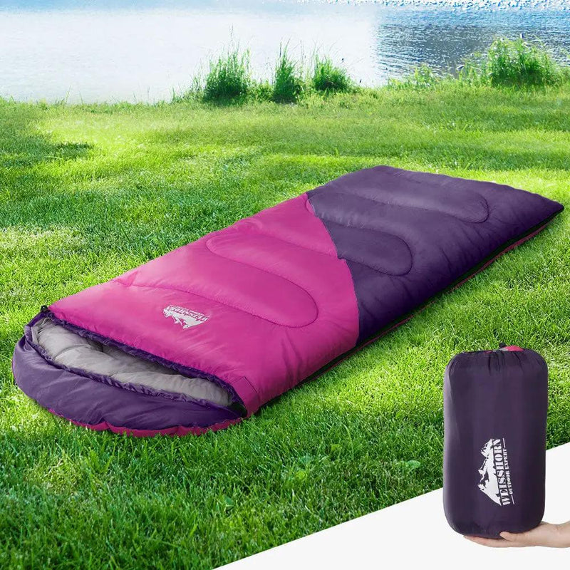 SportZone.co.nz Outdoor > Camping Weisshorn 172cm Kids Thermal Sleeping Bag Pink Purple for Camping Weisshorn 172cm Kids Thermal Sleeping Bag Pink Purple