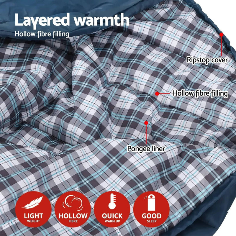 SportZone.co.nz Outdoor Recreation > Camping > Sleeping Bags Weisshorn Sleeping Bag Set Of 2 Thermal Camping Bags 0C For Outdoors Weisshorn Sleeping Bag Set 2 Thermal 0C For Outdoors