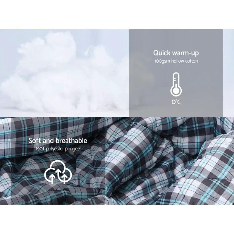 SportZone.co.nz Outdoor > Camping Weisshorn Single Sleeping Bag 0C Thermal Camping For Hiking Blue Weisshorn 0C Single Sleeping Bag for Camping Blue