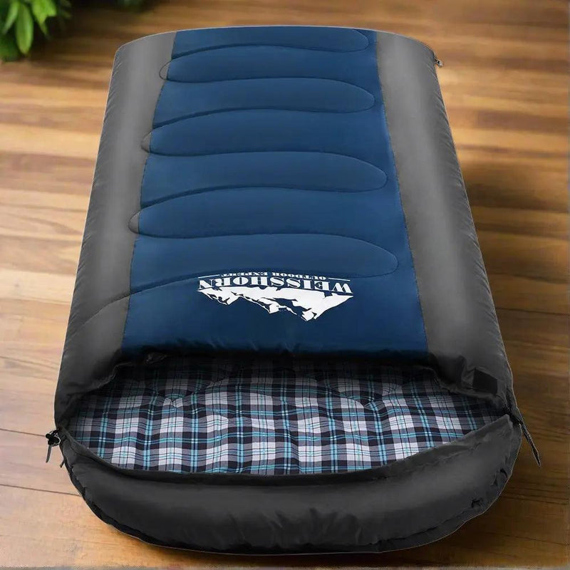 SportZone.co.nz Outdoor > Camping Weisshorn Single Sleeping Bag With Thermals Blue -20C For Camping Hiking Weisshorn Single Sleeping Bag Blue 20C for Camping