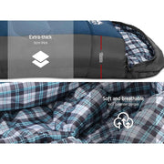 SportZone.co.nz Outdoor > Camping Weisshorn Single Sleeping Bag With Thermals Blue -20C For Camping Hiking Weisshorn Single Sleeping Bag Blue 20C for Camping