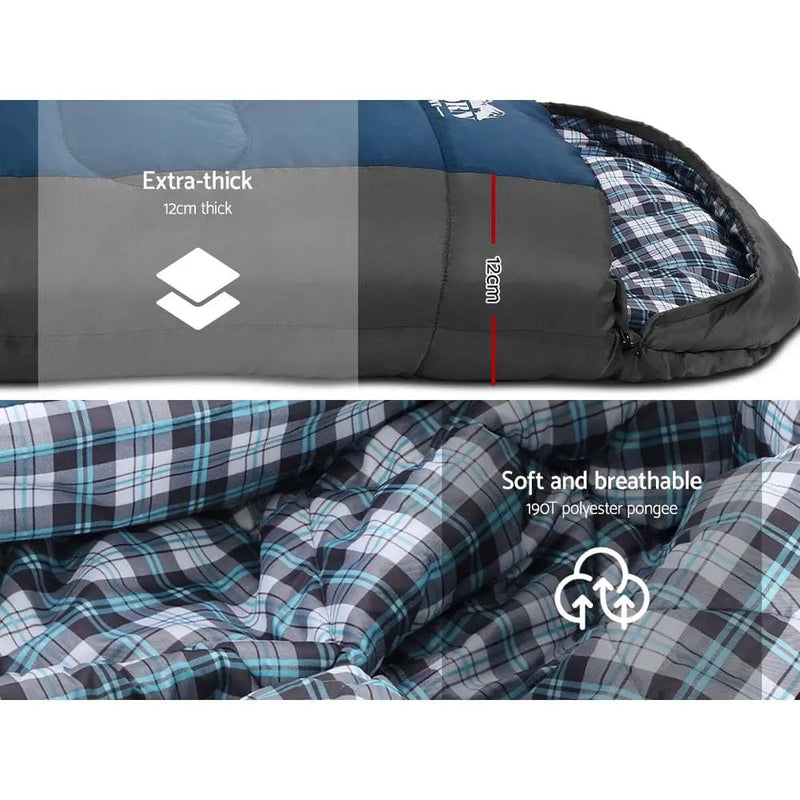 SportZone.co.nz Outdoor > Camping Weisshorn Single Sleeping Bag With Thermals Blue -20C For Camping Hiking Weisshorn Single Sleeping Bag Blue 20C for Camping