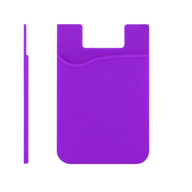 Purple Silicone Card Holder Pocket Case Wallet Pouch Sticker Cellphone Phone by salelink.co.nz