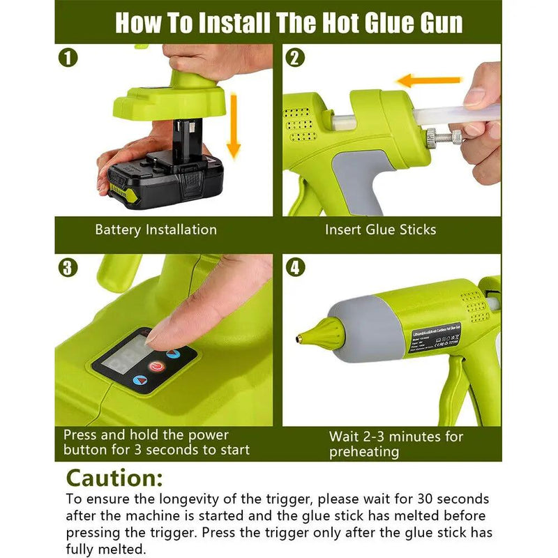 Cordless Hot Glue Gun Compatible with Ryobi 18V Battery by salelink.co.nz