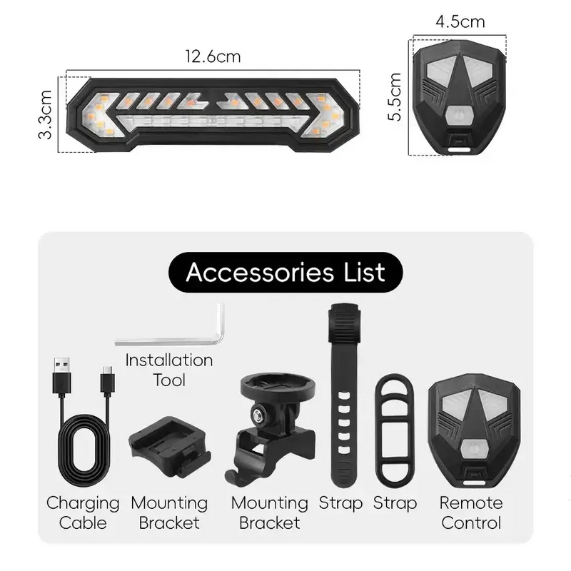 Habicare Wireless Turn Signal Bike Tail Light with Projection, 6 Modes (Rechargeable & Waterproof) Wireless Turn Signal Bike Tail Light with Projection, 6 Modes (Rechargeable & Waterproof)