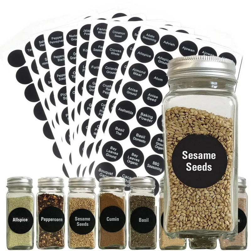 400 PCS Printed Spice Jar and Pantry Label Set Chalkboard Round Stickers Labels by salelink.co.nz