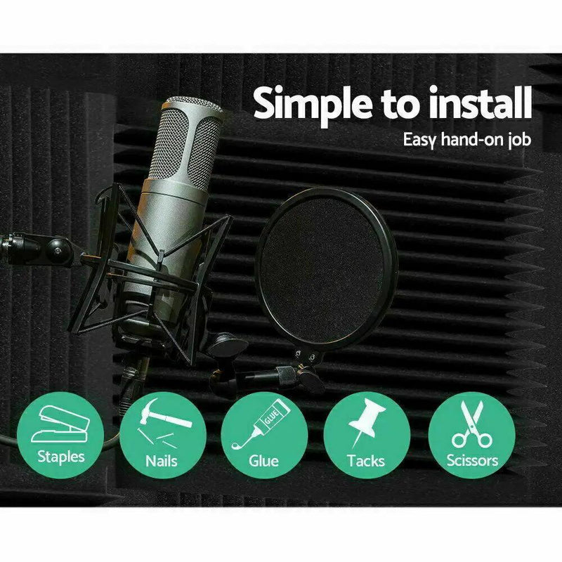 12PCS Studio Acoustic Foam Sound Absorption Proofing Panel Wedge Soundproofing by salelink.co.nz