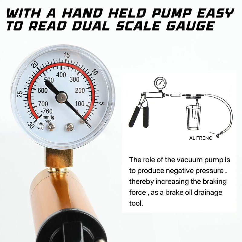 Brake Vacuum Motorbike Pump Hand Bleeding Bleeder Tester Kit Car Set Held Bleed by salelink.co.nz