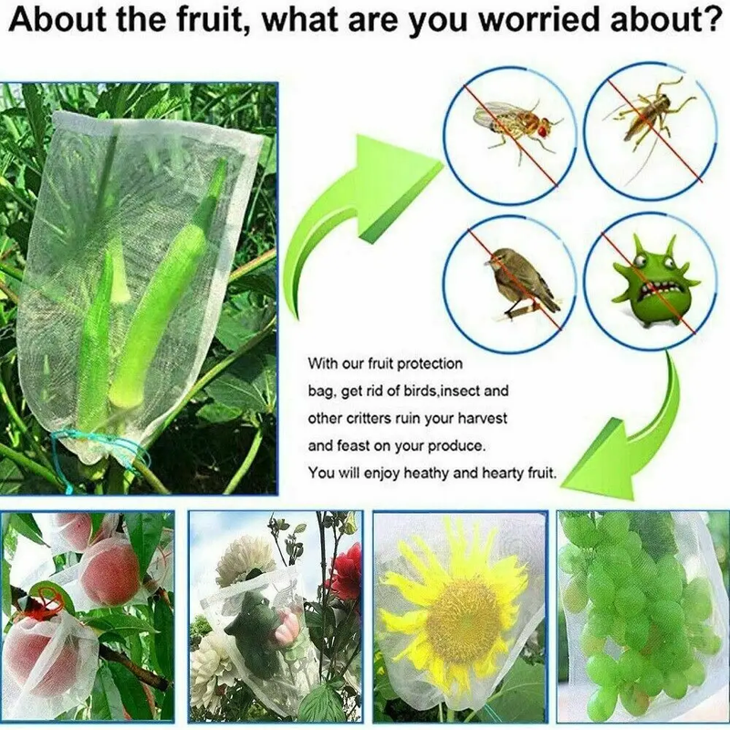 100PCS 35x25cm Agriculture Garden Fruit Vegetable Protection Net Bags by salelink.co.nz