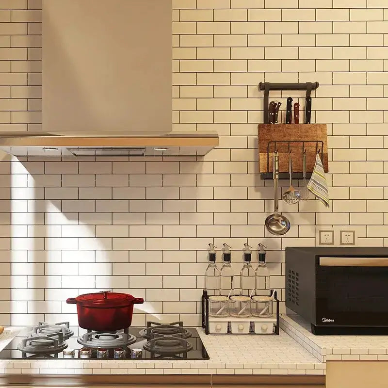 White Brick Waterproof Kitchen Cabinet Wallpaper – 40cm (5 different volumes available) by Habicare