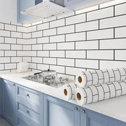 White Brick Waterproof Kitchen Cabinet Wallpaper – 40cm (5 different volumes available) by Habicare