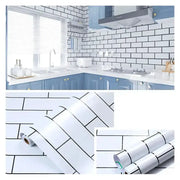 White Brick Waterproof Kitchen Cabinet Wallpaper – 40cm (5 different volumes available) by Habicare