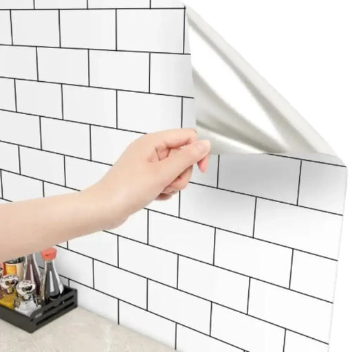 White Brick Waterproof Kitchen Cabinet Wallpaper – 40cm (5 different volumes available) by Habicare
