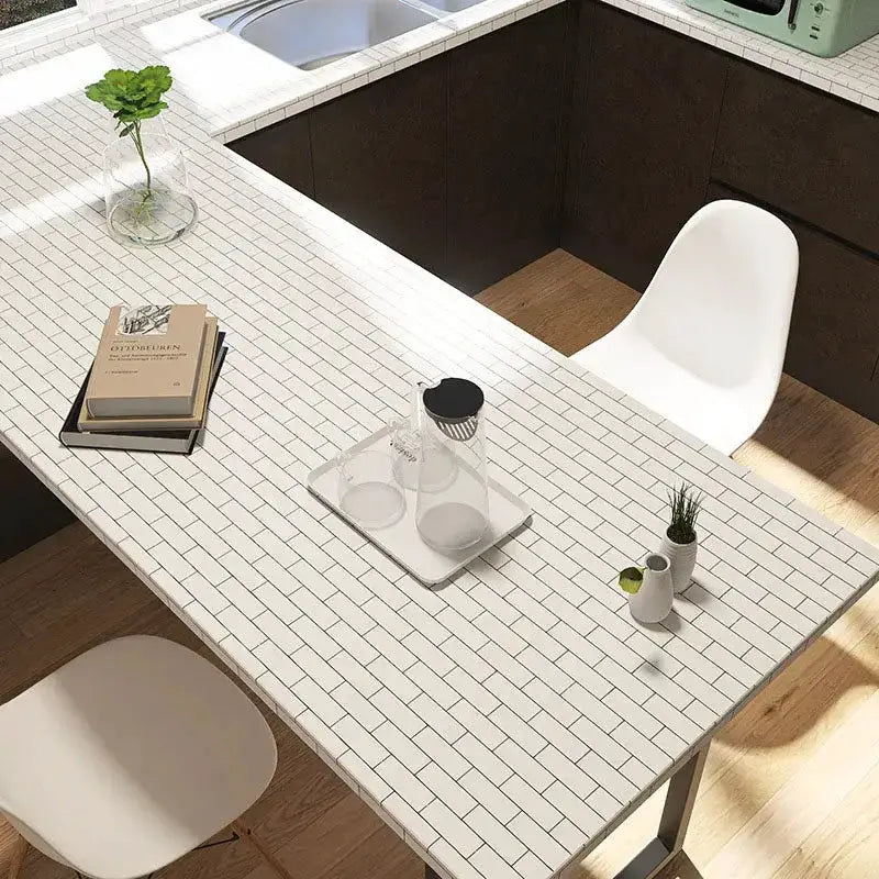 White Brick Waterproof Kitchen Cabinet Wallpaper – 40cm (5 different volumes available) by Habicare