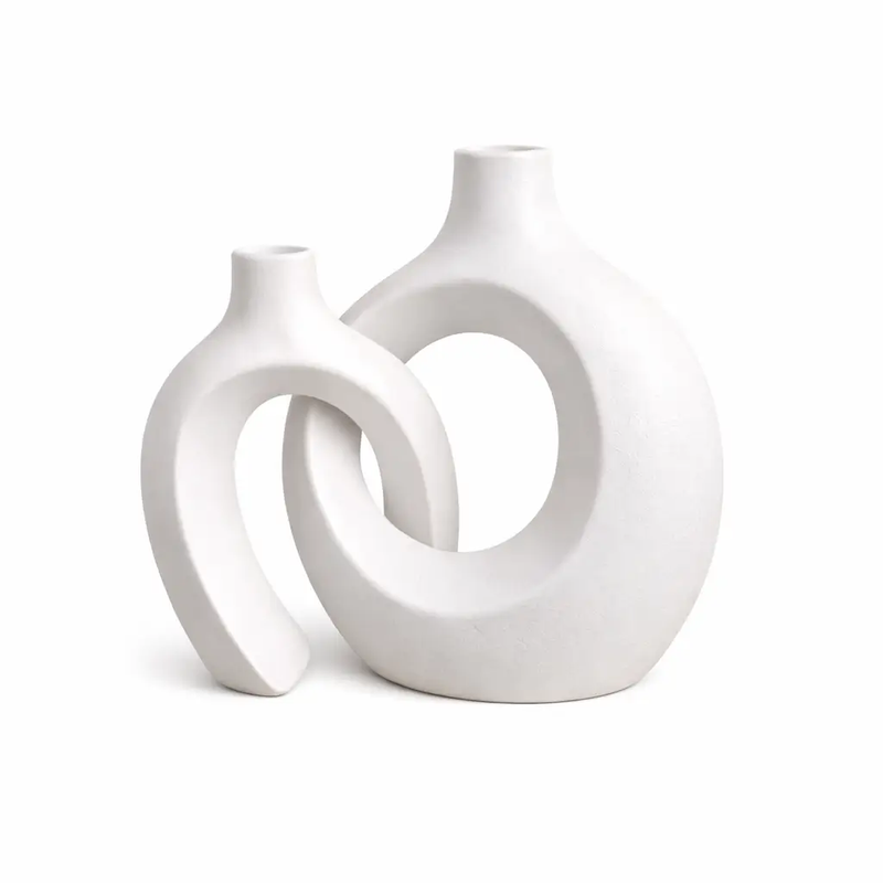 Frankly Cotton Sculptural Ceramic Vase Set by Nest & Stem Homewares