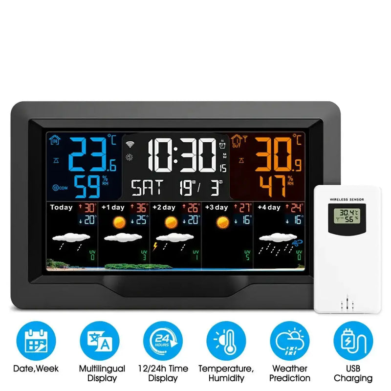 Wi-Fi 4-in-1 Weather Station with TUYA App & Date Display by Habicare
