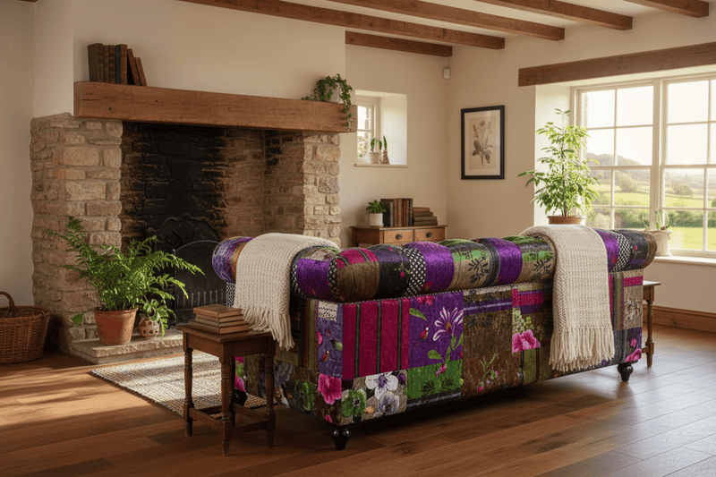 Chesterfield Patchwork 3 Seater Sofa by BroDeals