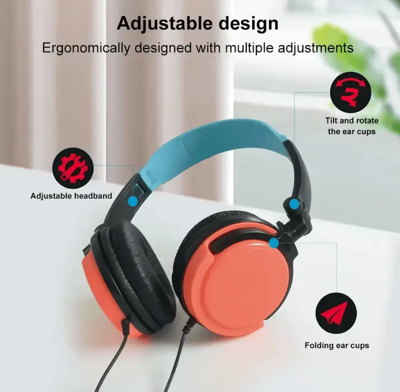 Wired Gaming Headset with Microphone & Volume Control by techplus