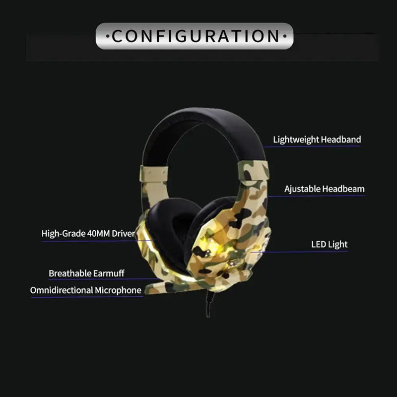 Wired Gaming Headset with Mic & LED (2 colours available) by Habicare