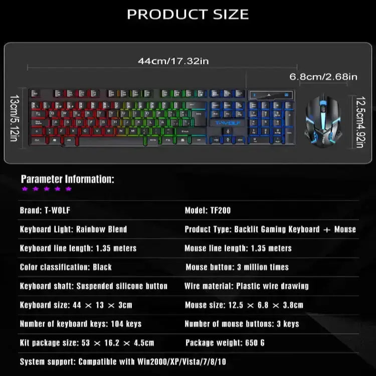 Wired Keyboard & Mouse Set by Habicare