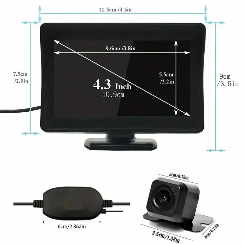 Wireless 4.3" Rear View Monitor & Parking Kit by Habicare