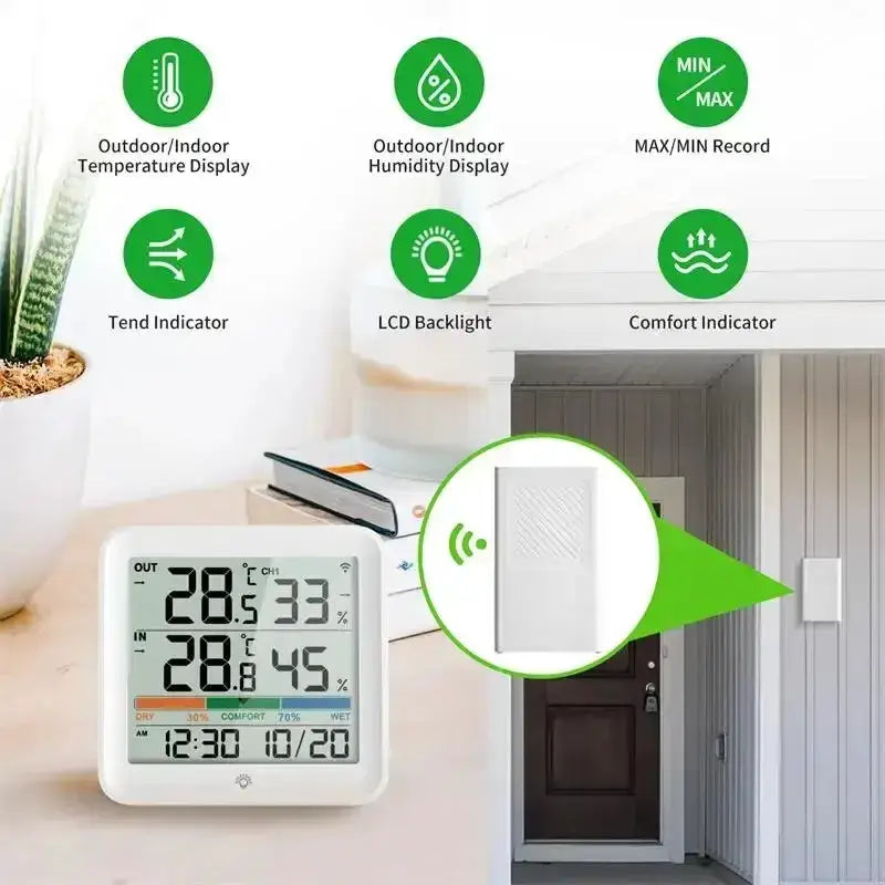 Wireless Indoor-Outdoor Weather Station with Remote Sensor (available in Black & White) by Habicare
