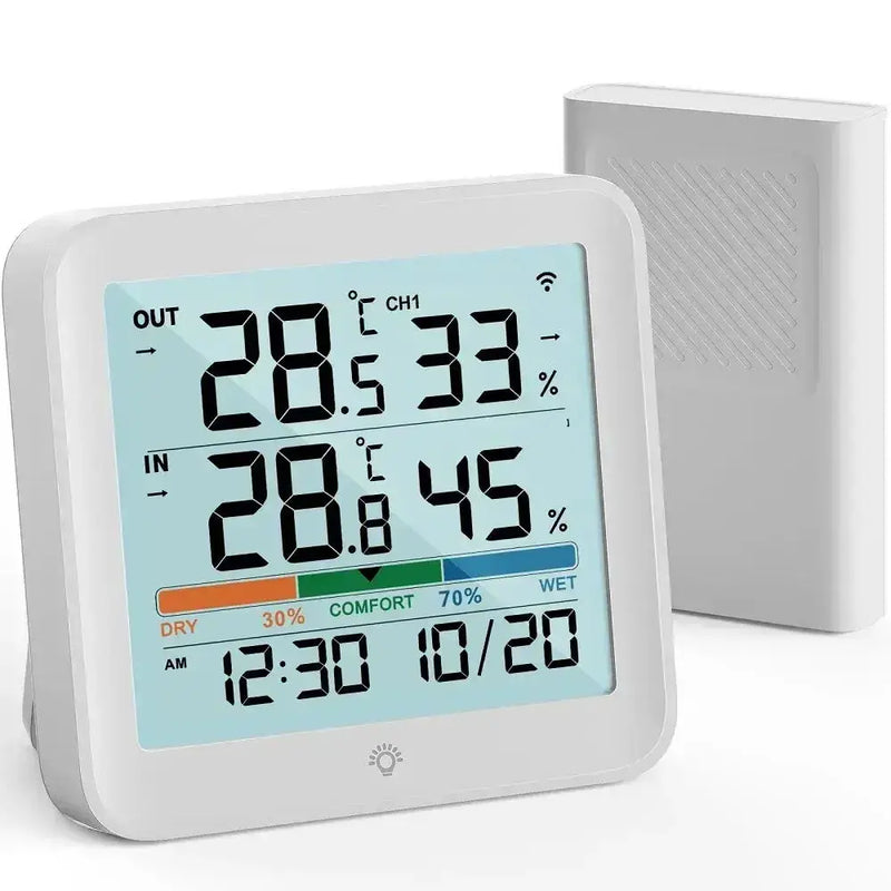 Wireless Indoor-Outdoor Weather Station with Remote Sensor (available in Black & White) by Habicare