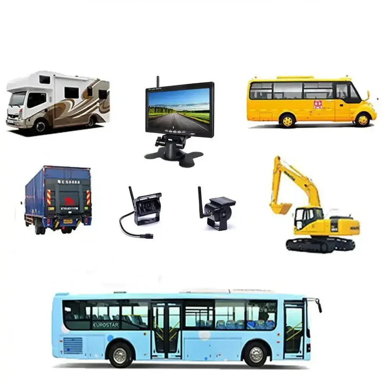 Wireless Reverse Camera Kit – 7" Monitor for Trucks, Buses & RVs with IR Night Vision by Habicare