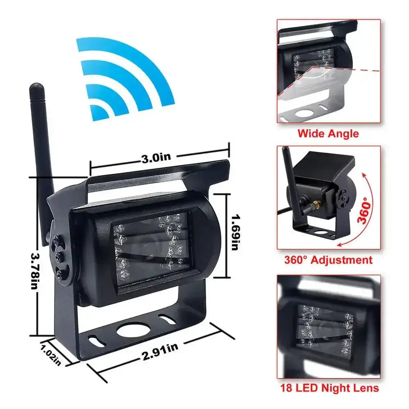 Wireless Reverse Camera Kit – 7" Monitor for Trucks, Buses & RVs with IR Night Vision by Habicare