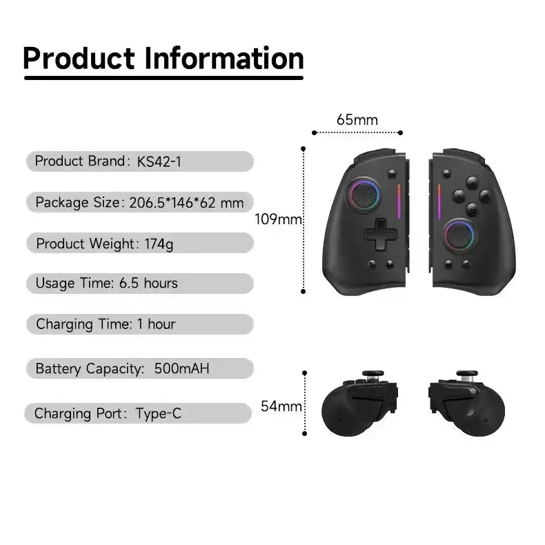 Wireless RGB Joy-Pad – Switch/Lite/OLED (available in 5 colours) by Habicare