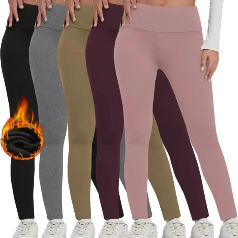 Women's Fleece-Lined Thermal Leggings – High-Waisted (5-Pack) by Habicare