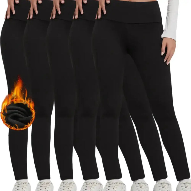 Women's Fleece-Lined Thermal Leggings – High-Waisted (5-Pack) by Habicare