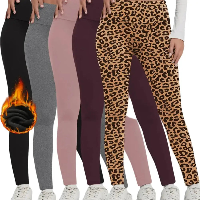 Women's Fleece-Lined Thermal Leggings – High-Waisted (5-Pack) by Habicare