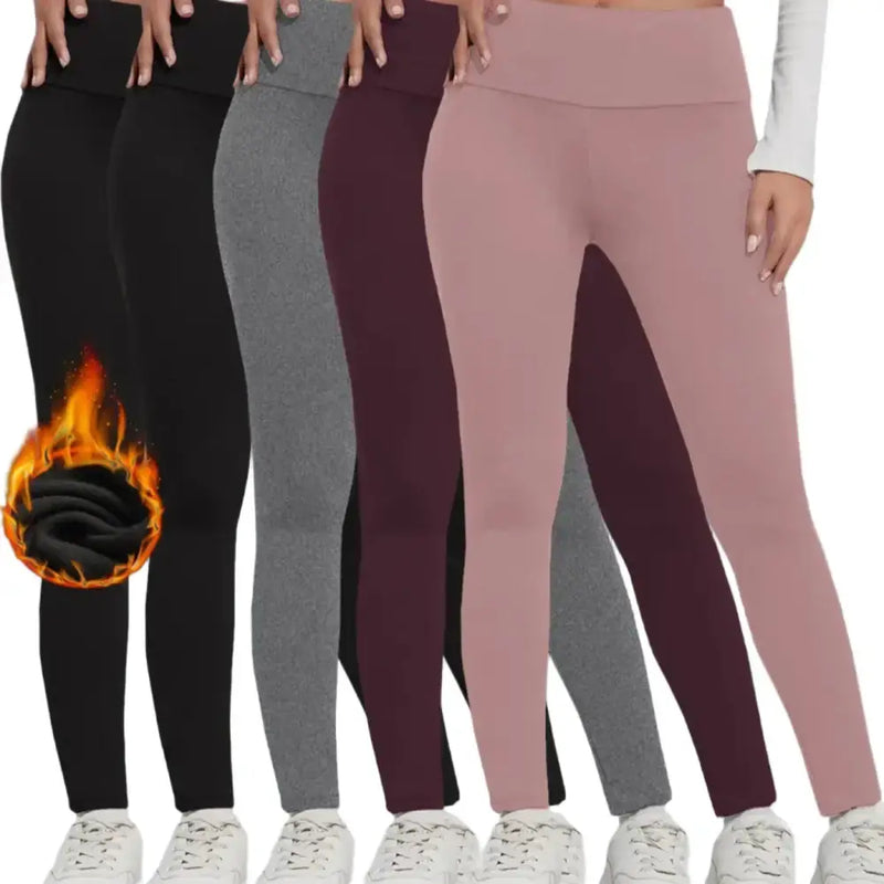 Women's Fleece-Lined Thermal Leggings – High-Waisted (5-Pack) by Habicare