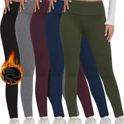 Women's Fleece-Lined Thermal Leggings – High-Waisted (5-Pack) by Habicare
