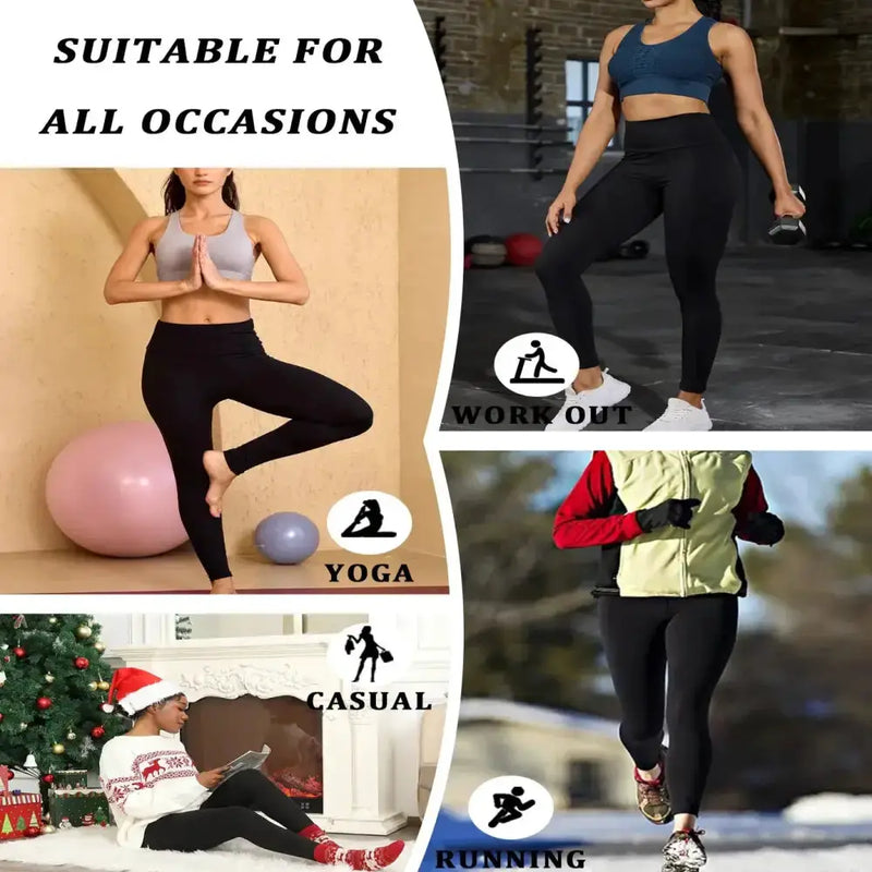 Women's Fleece-Lined Thermal Leggings – High-Waisted (5-Pack) by Habicare
