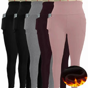 Women's Fleece-Lined Thermal Leggings – High-Waisted (5-Pack) by Habicare