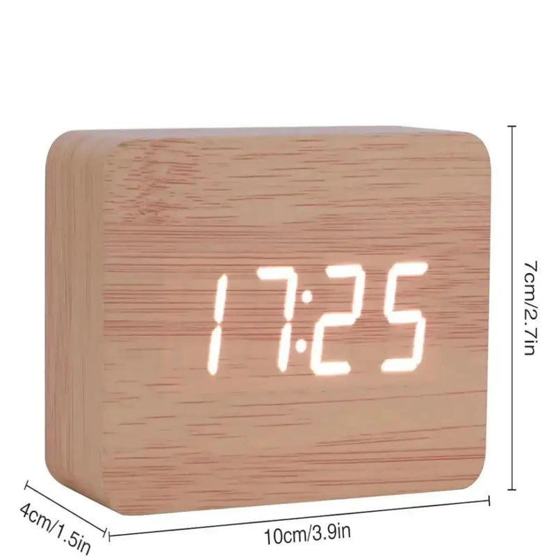 Wooden LED Digital Alarm Clock with Temperature Display & Night Light (4 colours available) by 9eight5