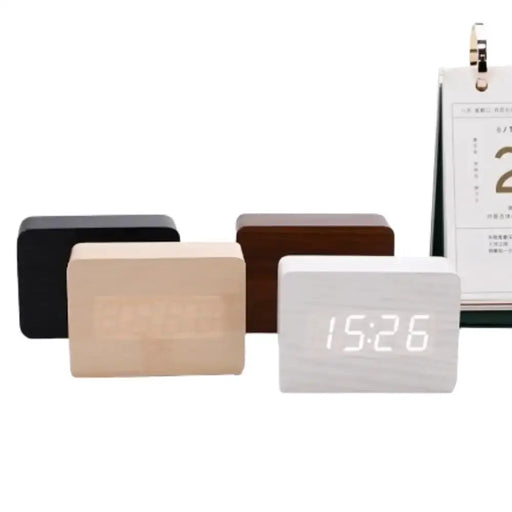 Wooden LED Digital Alarm Clock with Temperature Display & Night Light (4 colours available) by Habicare