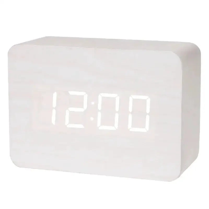 Wooden LED Digital Alarm Clock with Temperature Display & Night Light (4 colours available) by Habicare