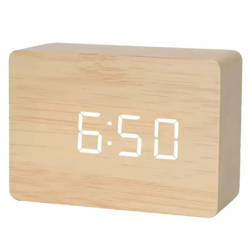 Wooden LED Digital Alarm Clock with Temperature Display & Night Light (4 colours available) by Habicare