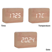 Wooden LED Digital Alarm Clock with Temperature Display & Night Light (4 colours available) by 9eight5
