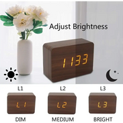Wooden LED Digital Alarm Clock with Temperature Display & Night Light (4 colours available) by Habicare