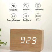Wooden LED Digital Alarm Clock with Temperature Display & Night Light (4 colours available) by 9eight5