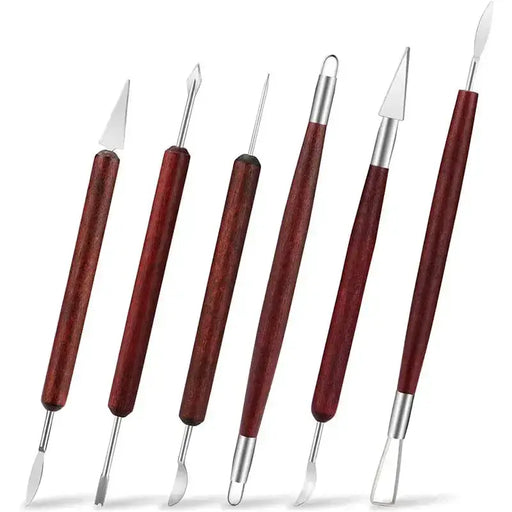 Wooden Pottery Clay Sculpting Tool Set (6 piece) by Habicare